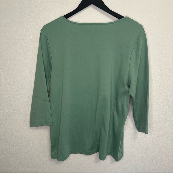 Denim & Co. Essentials Sage Green Square Neck Top – Size Large - Picture 4 of 4